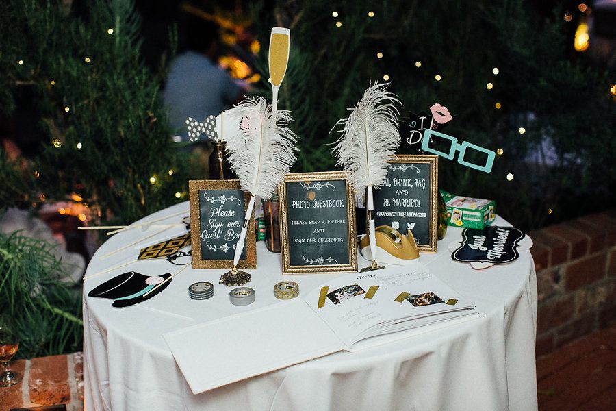 Guest book with polaroid photos & props