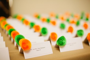 Vibrant green and blissful orange wedding